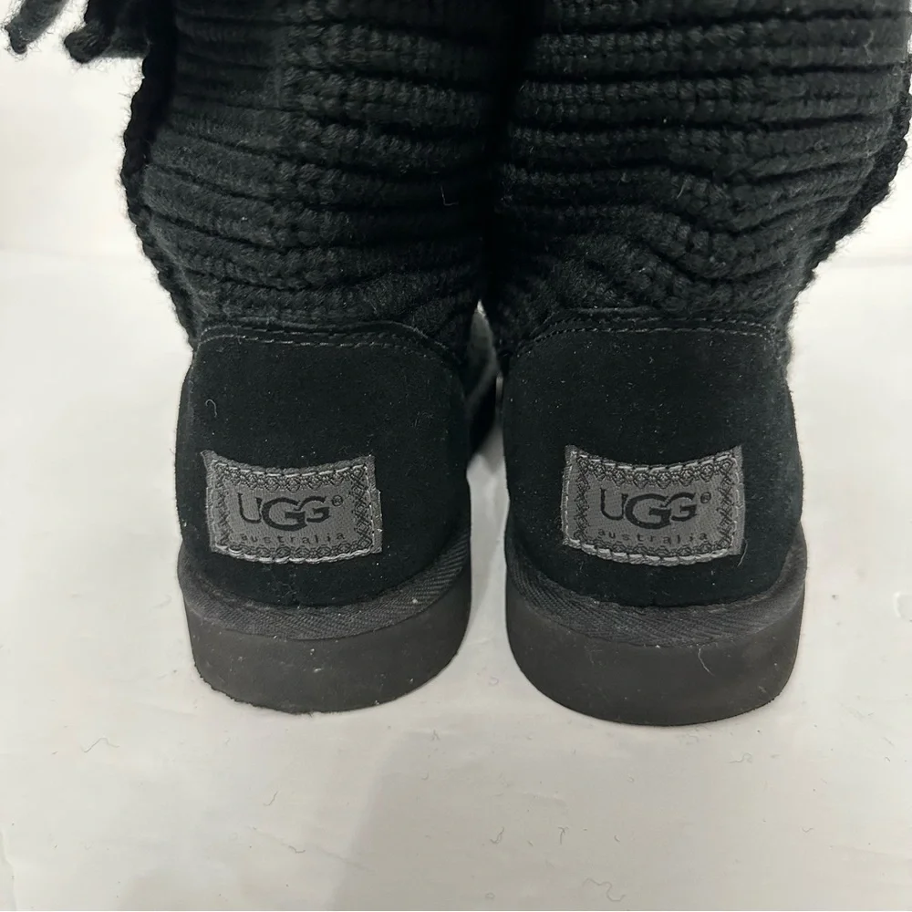 UGG Australia 5819 Classic Cardy Black Knit Fold Over Boots Button US Women's 10 - Picture 3 of 10